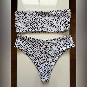 XL Zaful Black and White Polka Dot Bikini Set